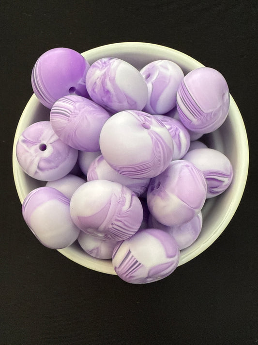 22mm Abacus Solid Color Beads - Purple Swirl 68