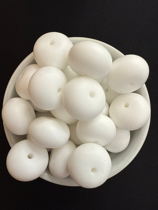 22mm Abacus Solid Color Beads - White 29