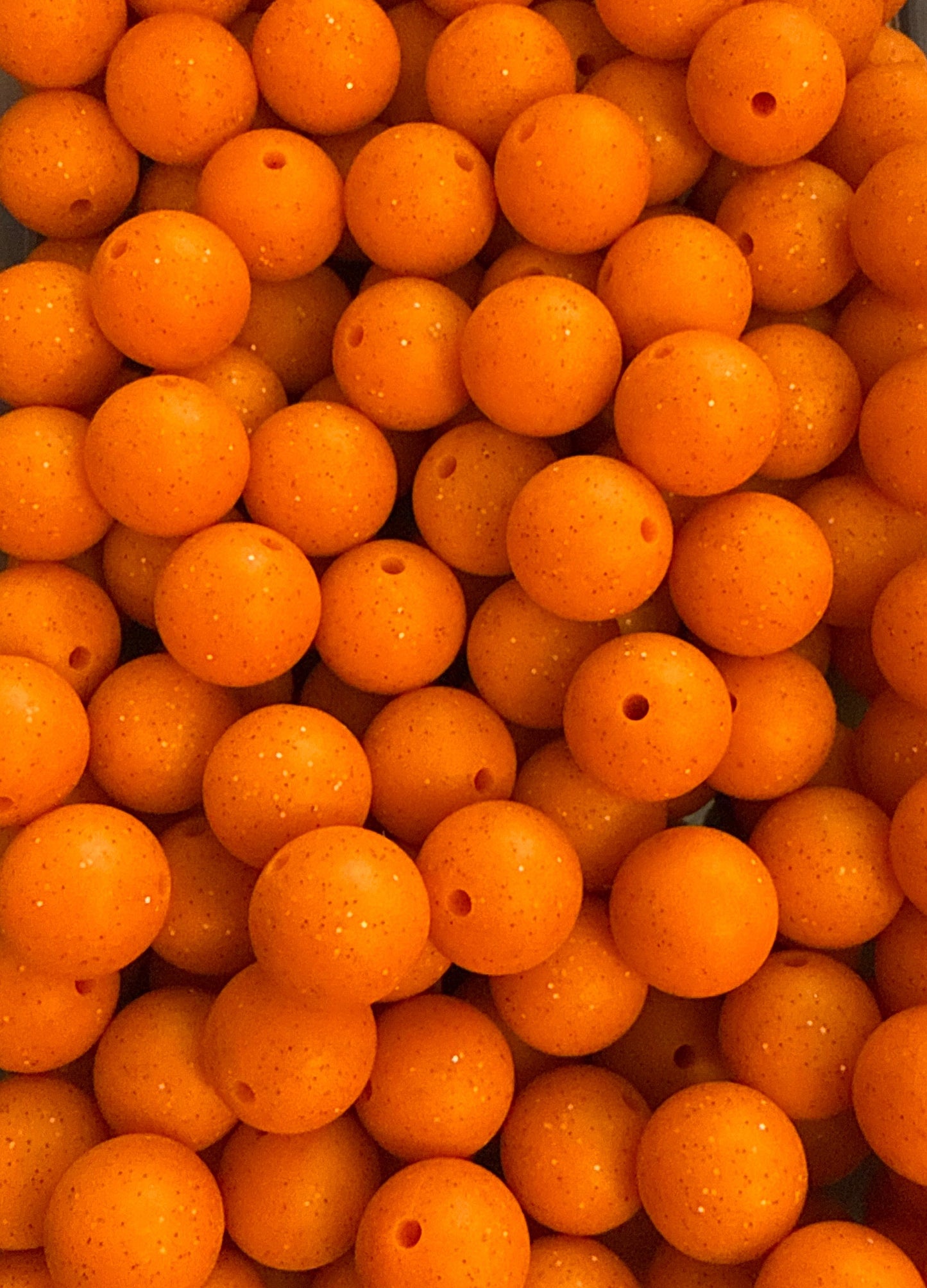 15mm round specialty beads - Pumpkin Glitter