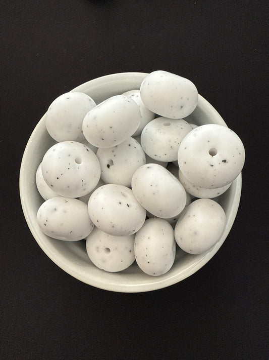 22mm Abacus Solid Color Beads - White Granite 64