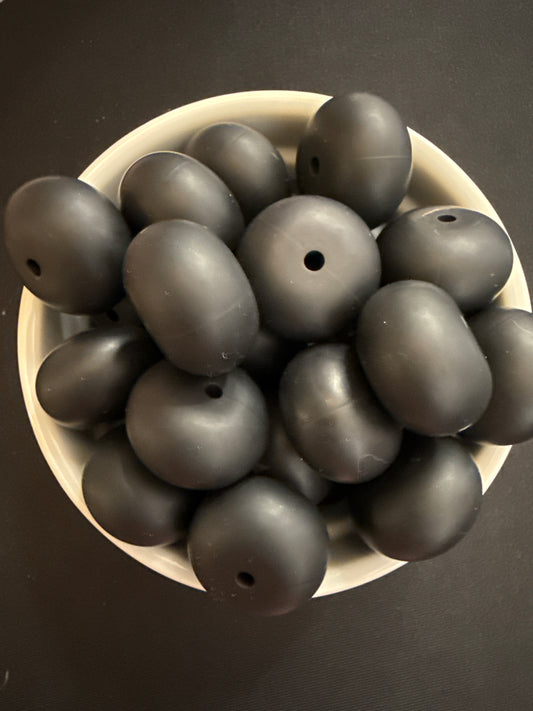 22mm Abacus Solid Color Beads - Black 27