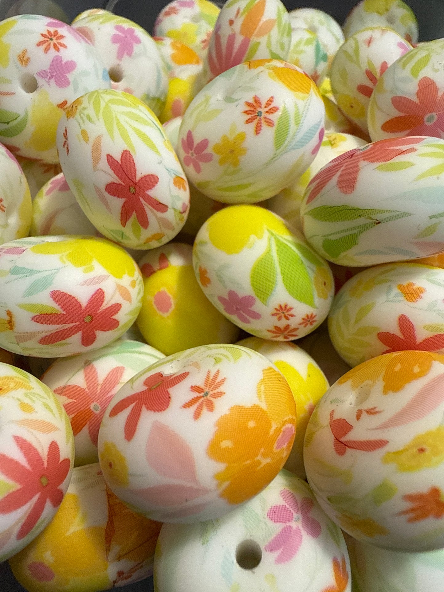 22mm Abacus Printed Bead - Flower Garden