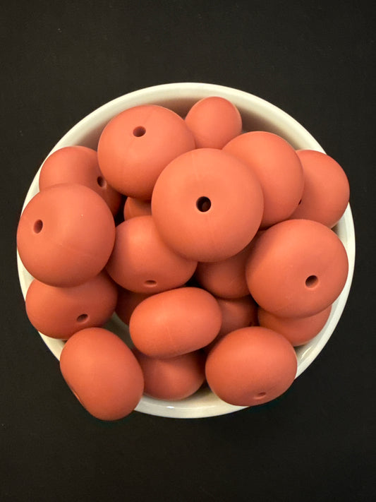 22mm Abacus Solid Color Beads - Red Clay 94
