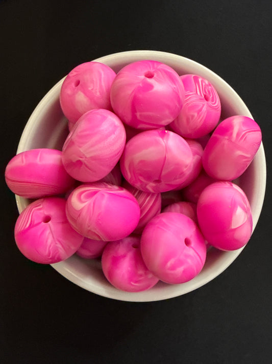 22mm Abacus Solid Color Beads - Bright Pink Swirl 124