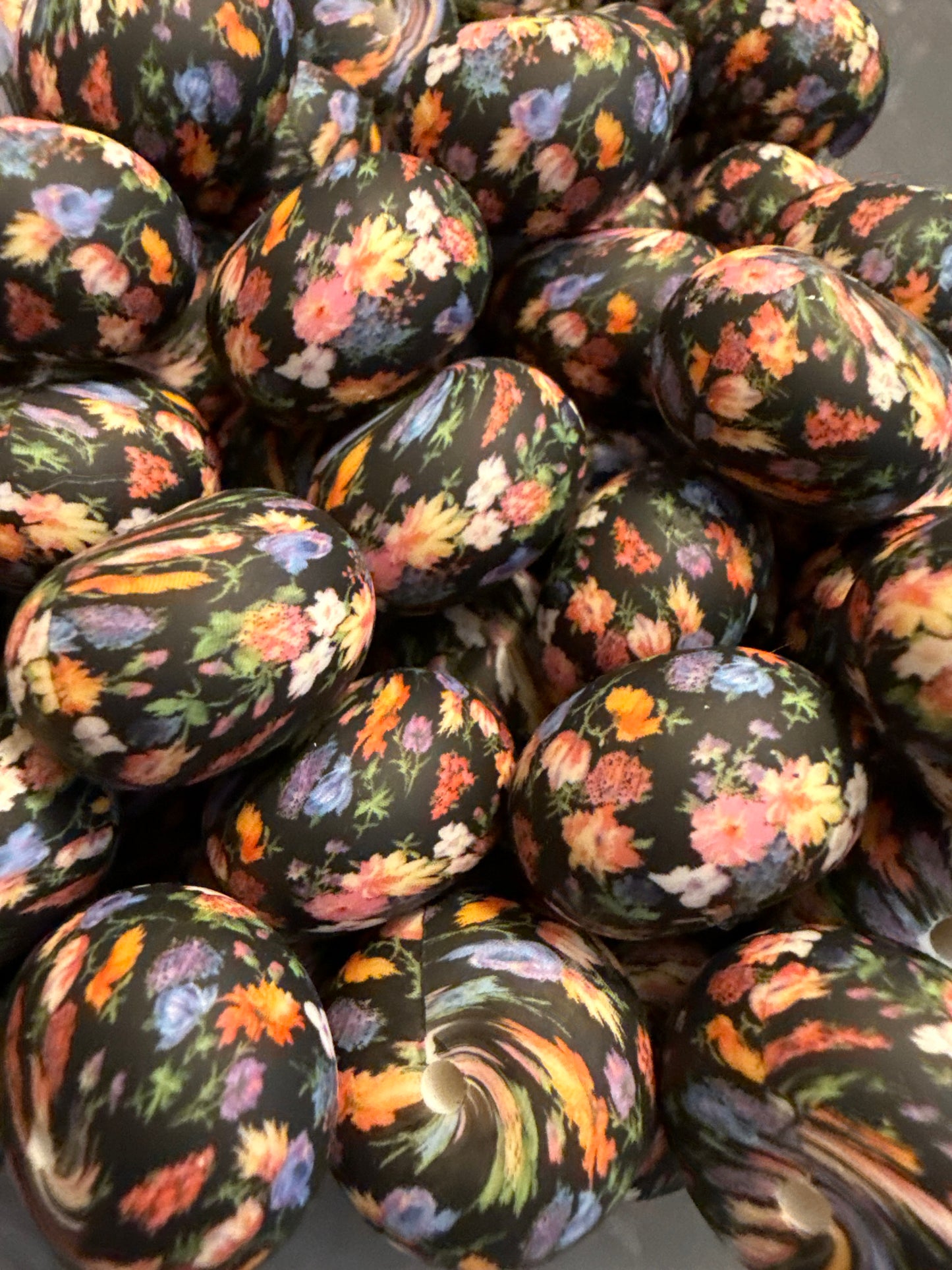 22mm Abacus Printed Bead - Flower Fields