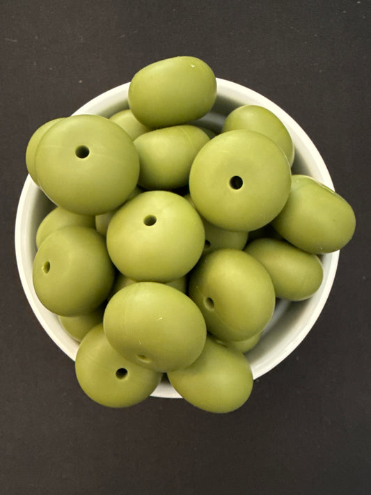 22mm Abacus Solid Color Beads - Green Khaki 137