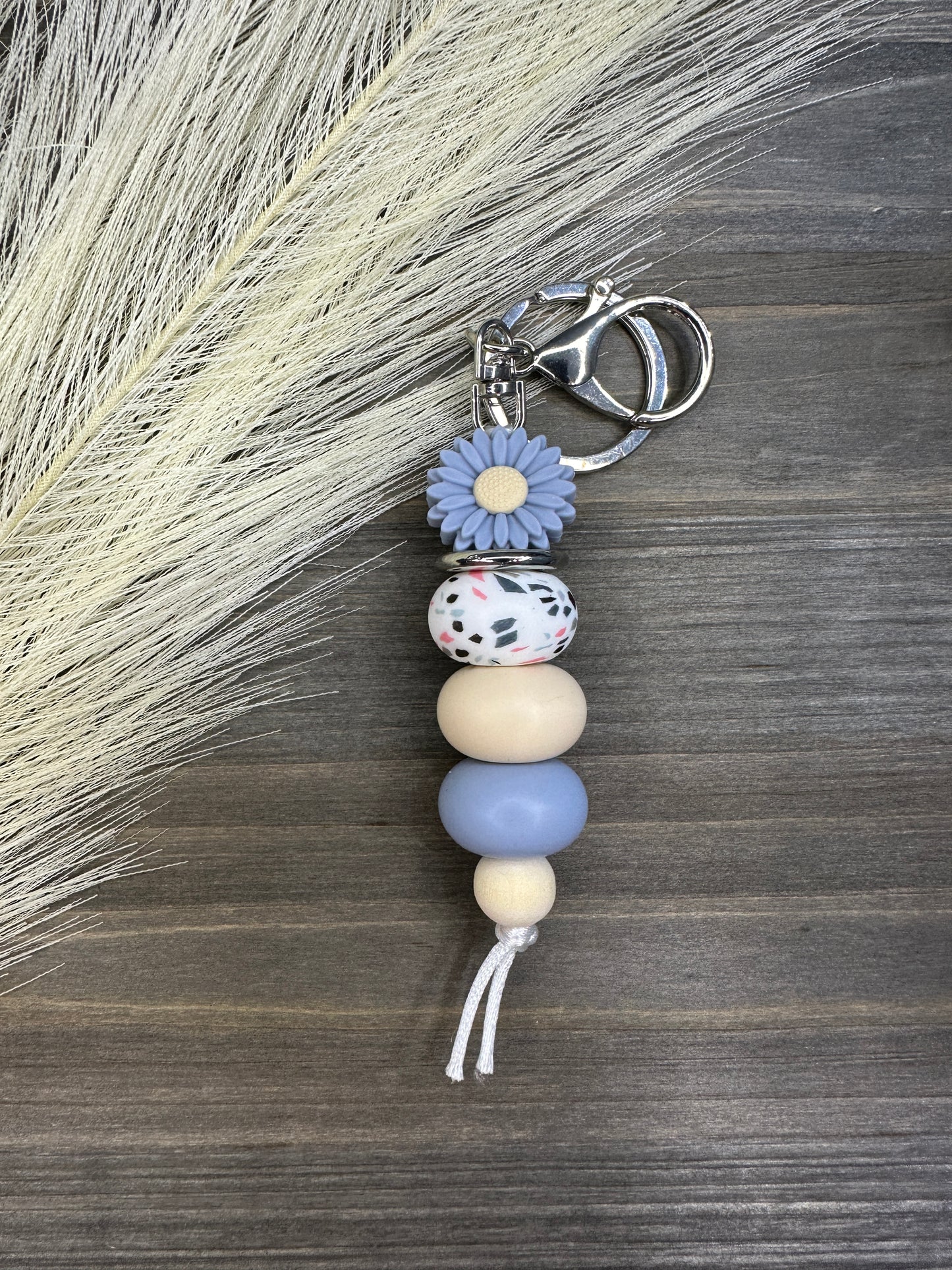 Blue daisy terrazzo keychain
