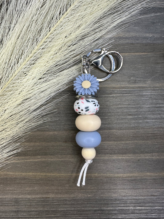 Blue daisy terrazzo keychain