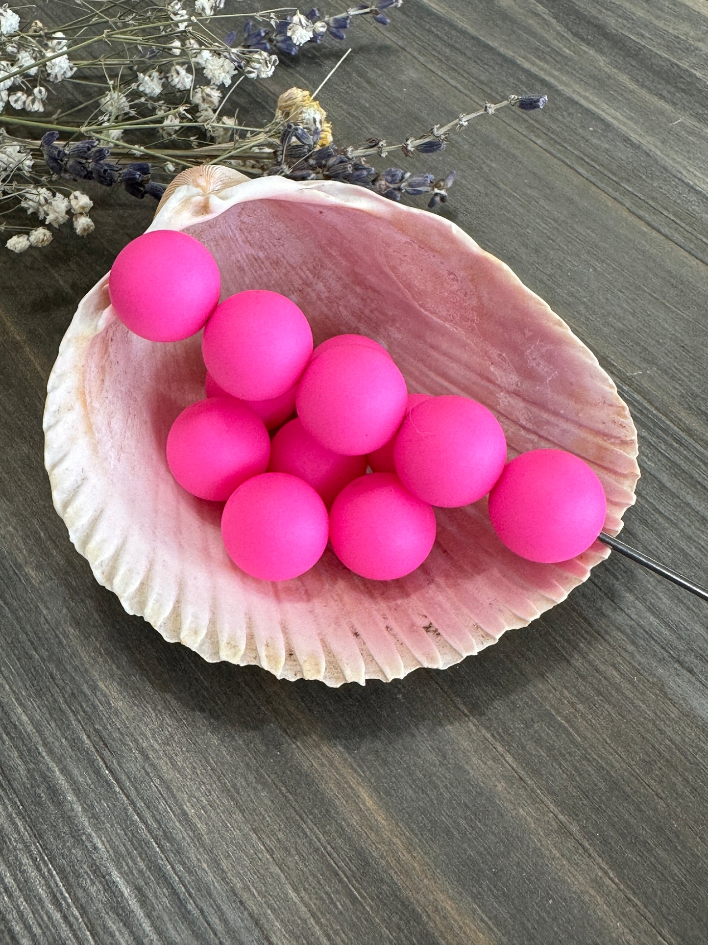 Solid Color Beads - Highlighter Pink #33