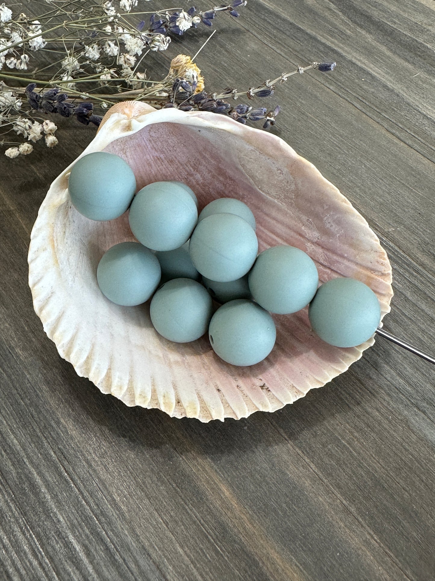 * 15mm Solid Color Beads - Sea Sage #43