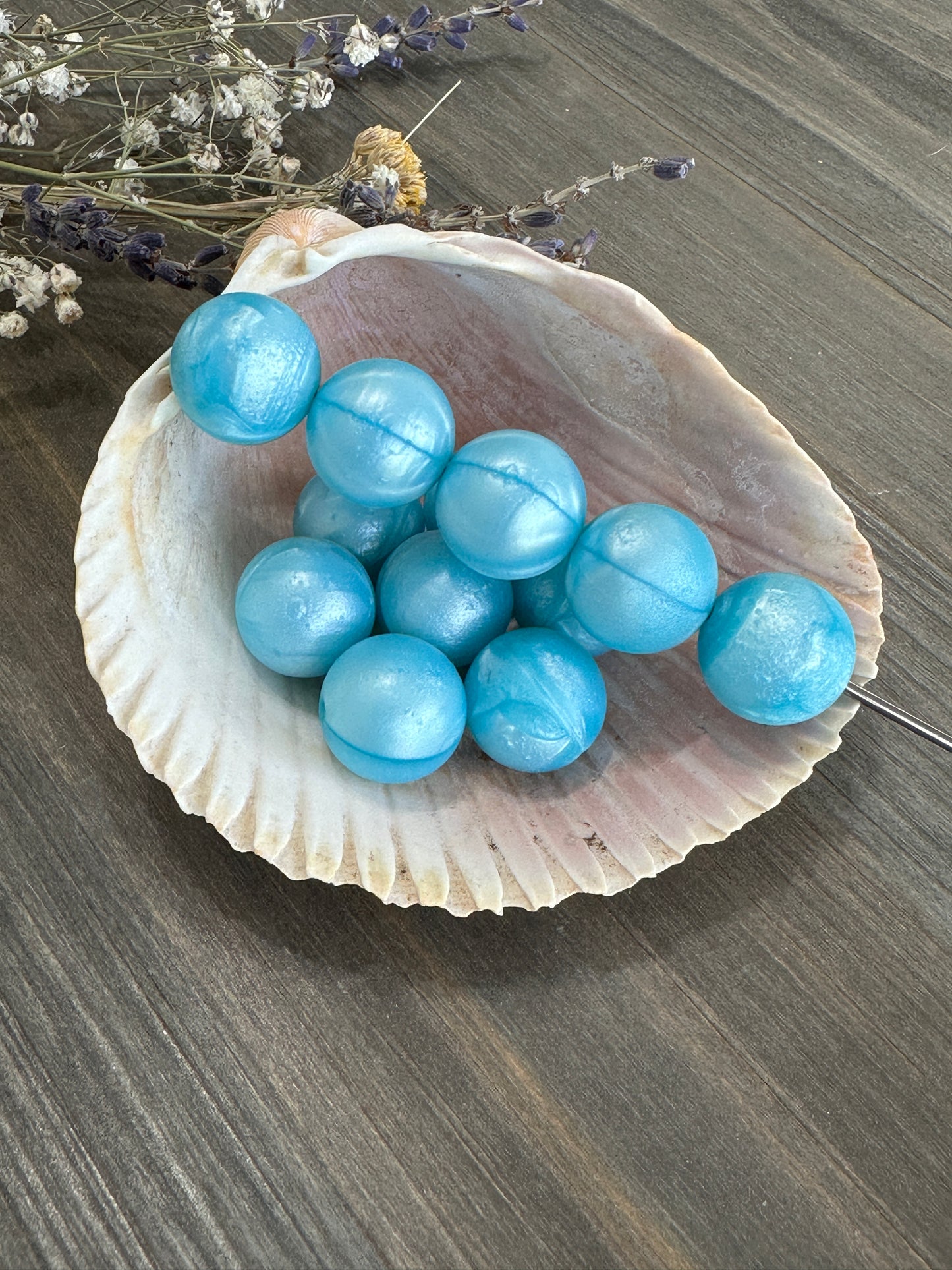 * 15mm Solid Color Beads - Blue Pearl #54