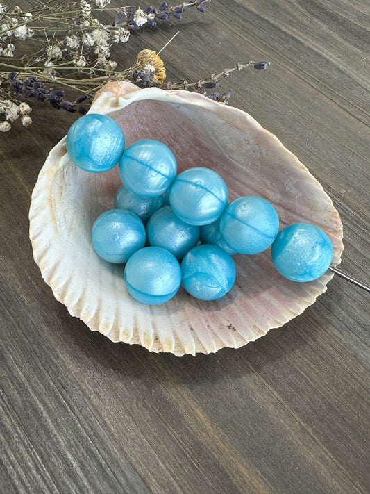 * 15mm Solid Color Beads - Blue Pearl #54