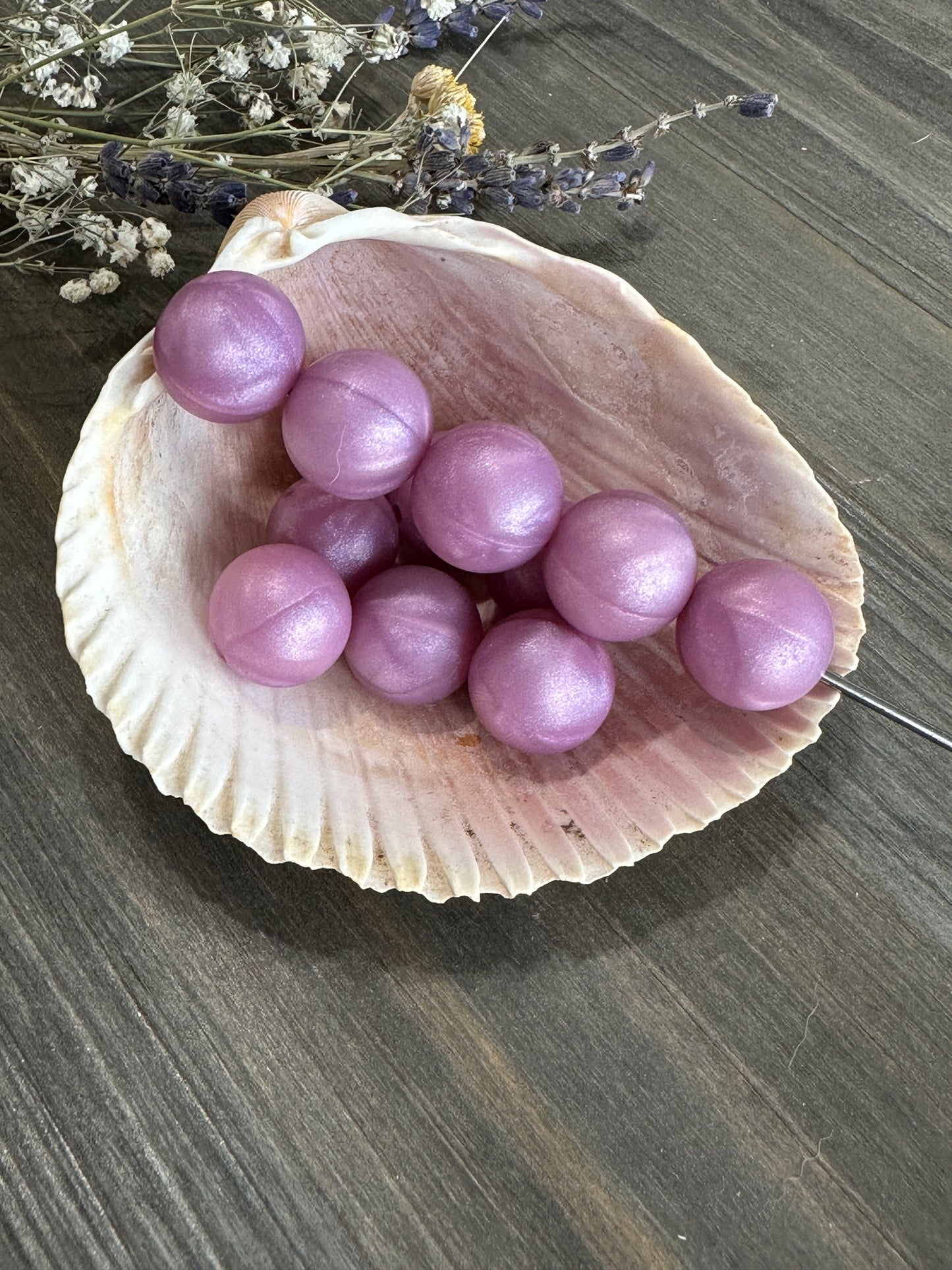 * 15mm Solid Color Beads - Amethyst Pearl #67