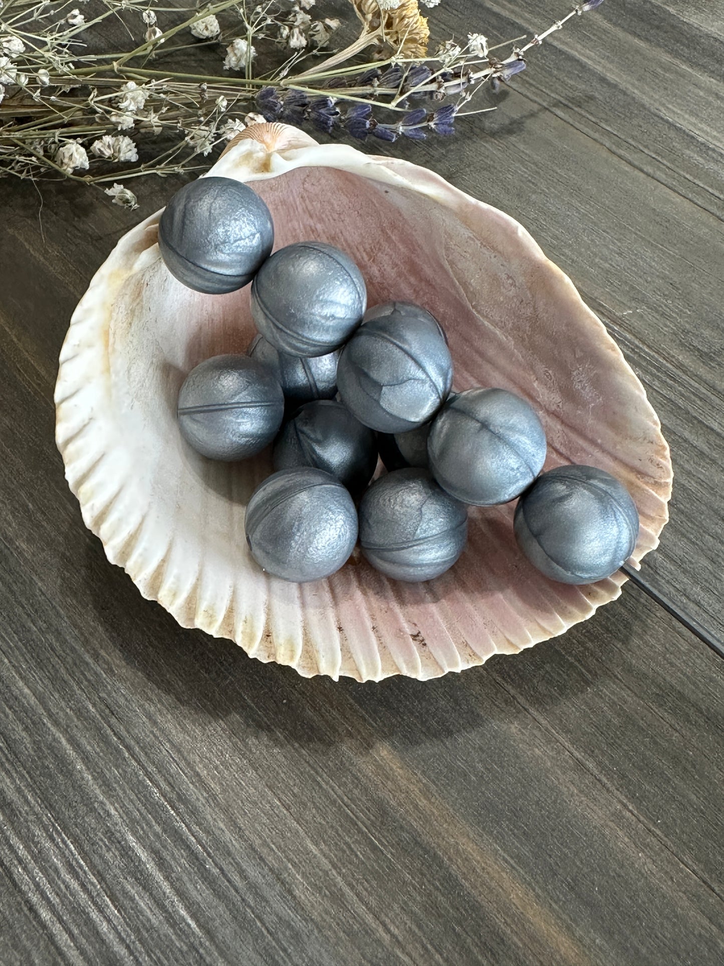 * 15mm Solid Color Beads - Gray Pearl #12