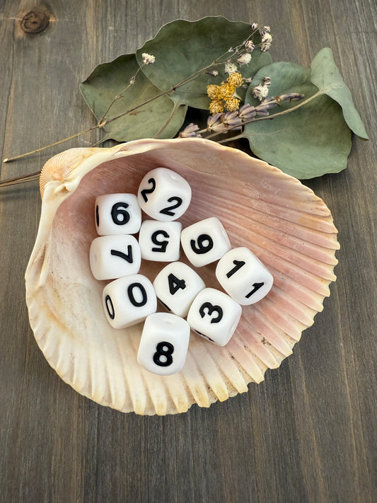 Vertical Numbers - 12mm Specialty Beads
