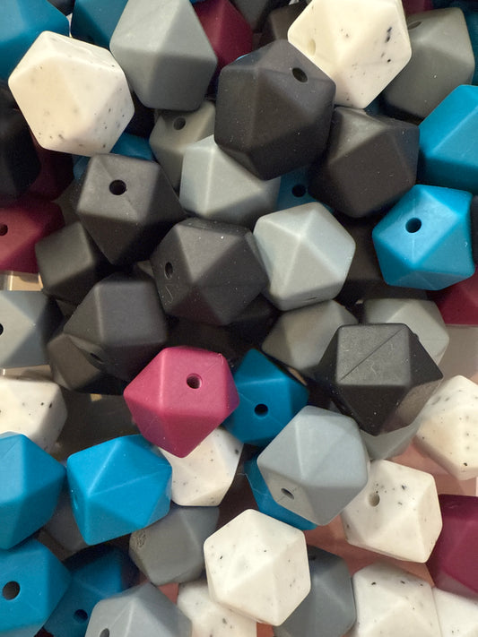 14mm hexagon solid beads