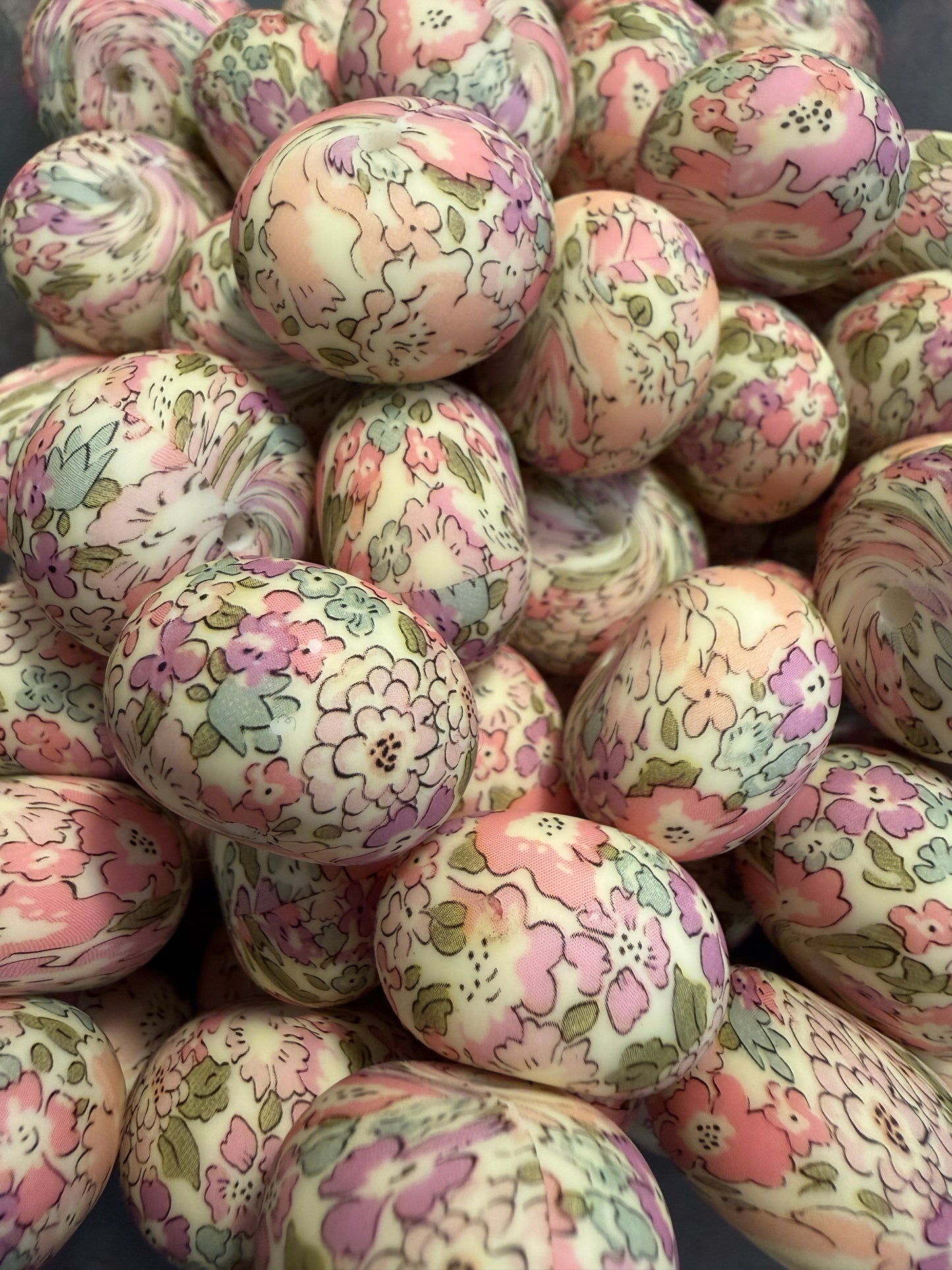 22mm Abacus Printed Bead - Spring Bouquet