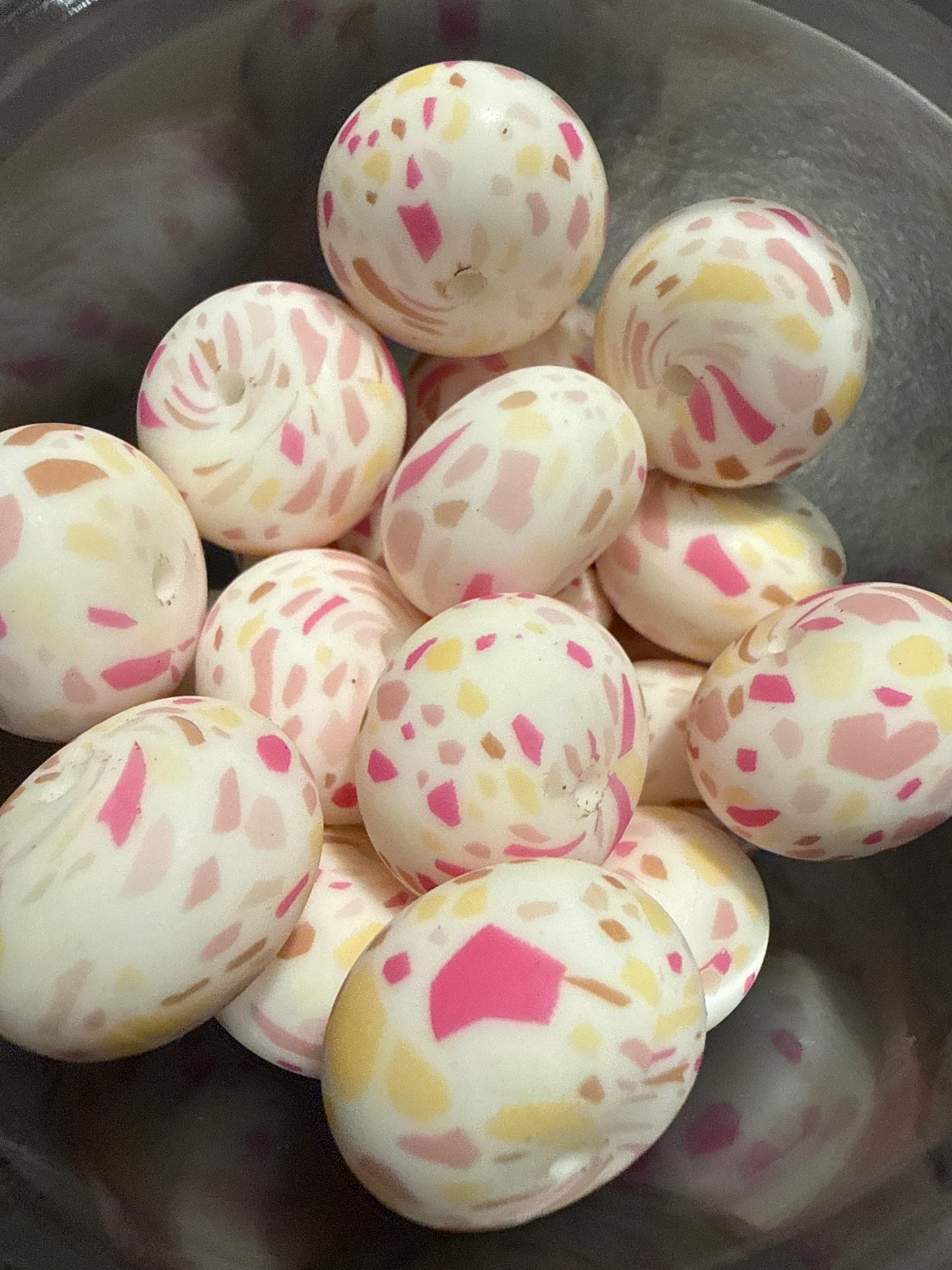 22mm Abacus Printed Bead - Terrazzo
