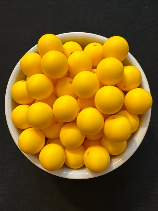 15mm Round Solid Beads - Bus Yellow #K27