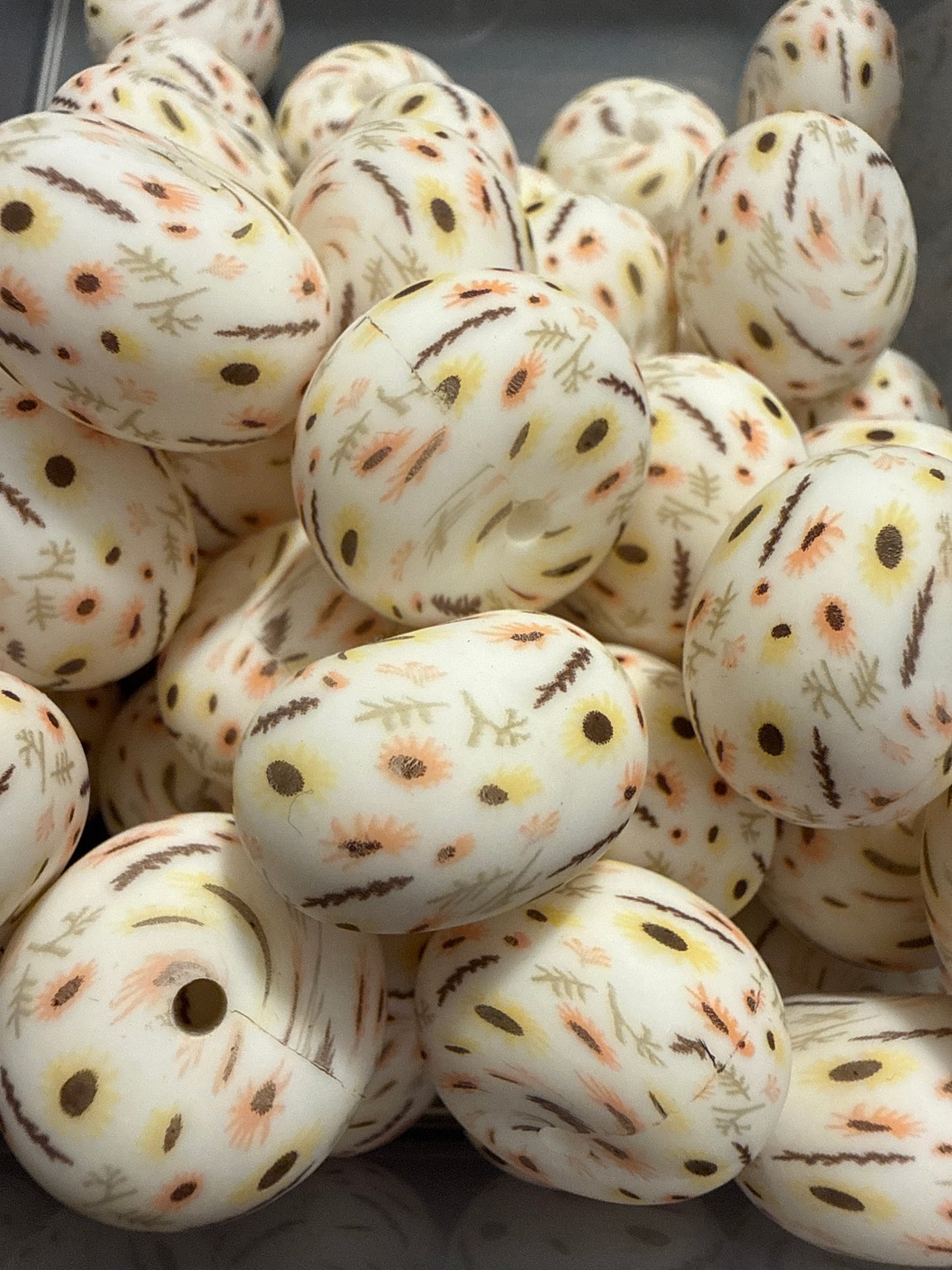 22mm Abacus Printed Bead - Mini Sunflowers