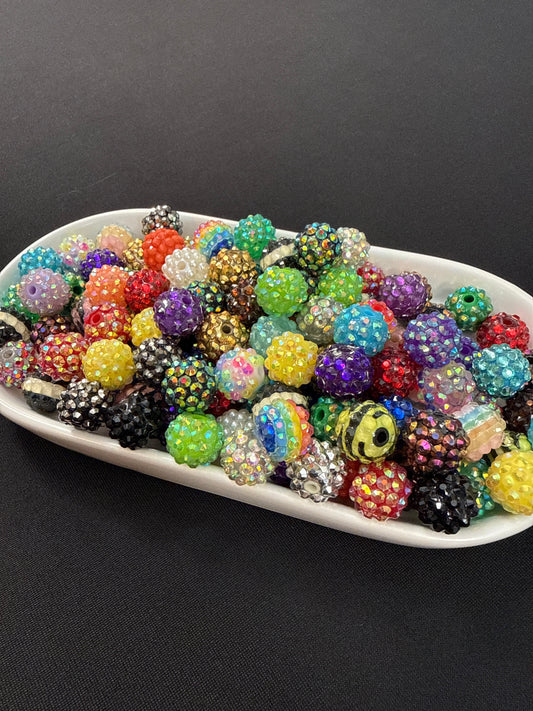 14mm round rhinestone bead mix