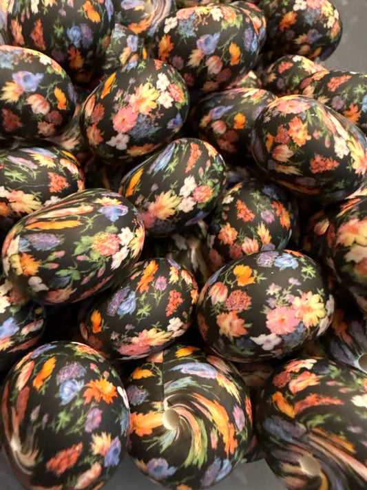 22mm Abacus Printed Bead - Flower Fields