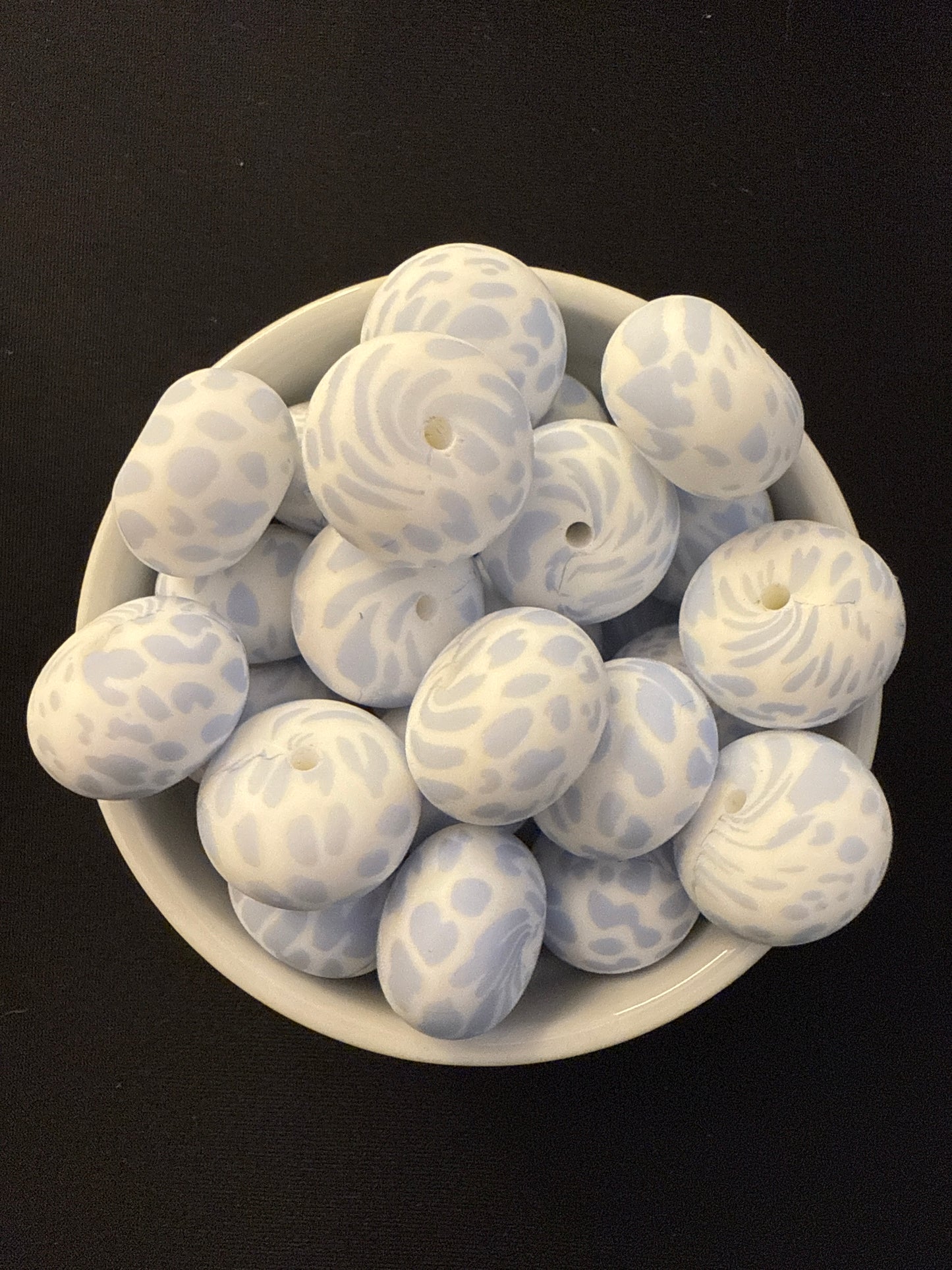 22mm Printed Abacus Bead - Blue Cow