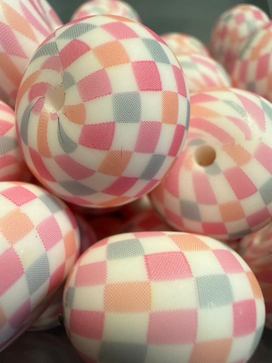 22mm Abacus Printed Bead - Checker
