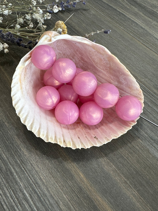 * 15mm round solid beads - Rose Pearl #65